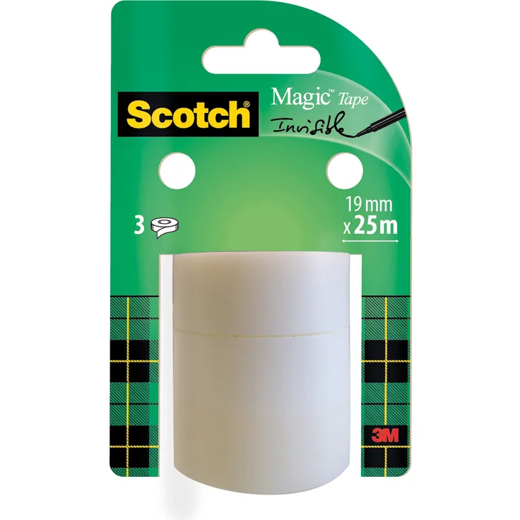 Scotch A81925R3 Klebeband Magic, matt & unsichtbar, 19 mm x 25 m, 3 Rollen