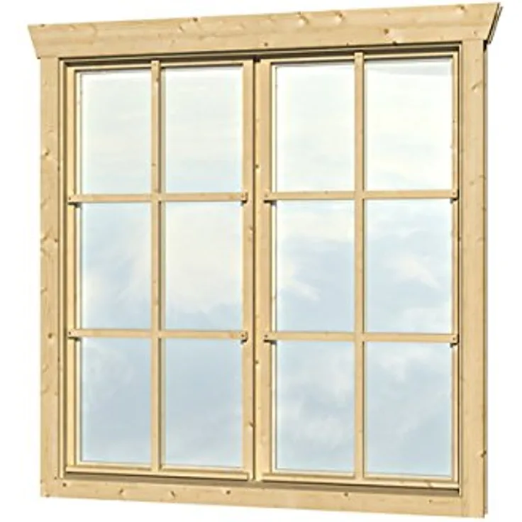 SKAN HOLZ Doppelfenster Gartenhäuser Zubehör, natur, 7,7 x 57,5 x 123,5 cm