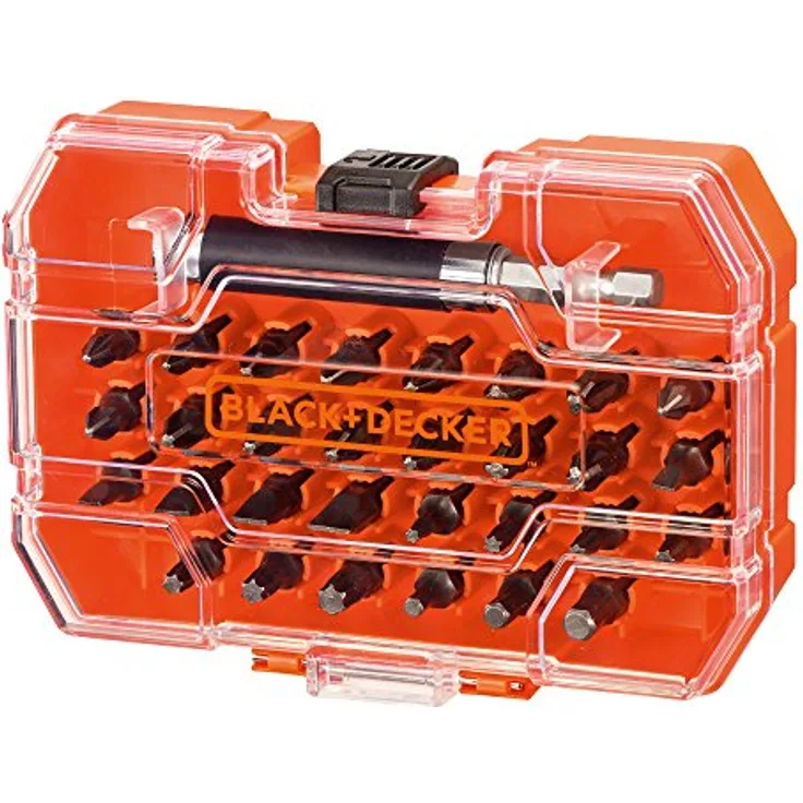 Black+Decker A7228-XJ 31-tlg. Bit-Set für Schraub- und Montagearbeiten (inkl. Magnethalter, in praktischer Aufbewahrungsbox)