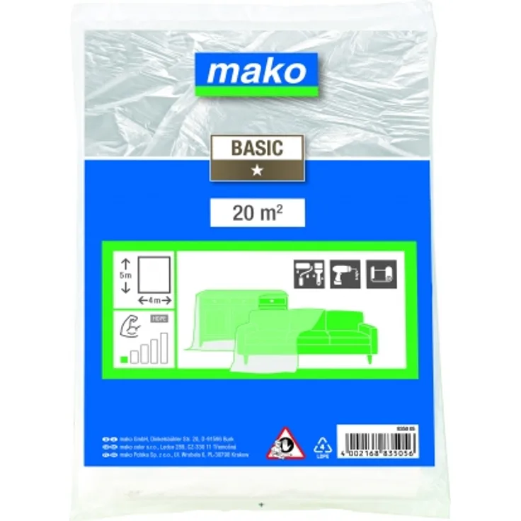 Mako Allzweckplane Standard 4x12,5m Nr. 835012 Abdeckfolie Malerfolie