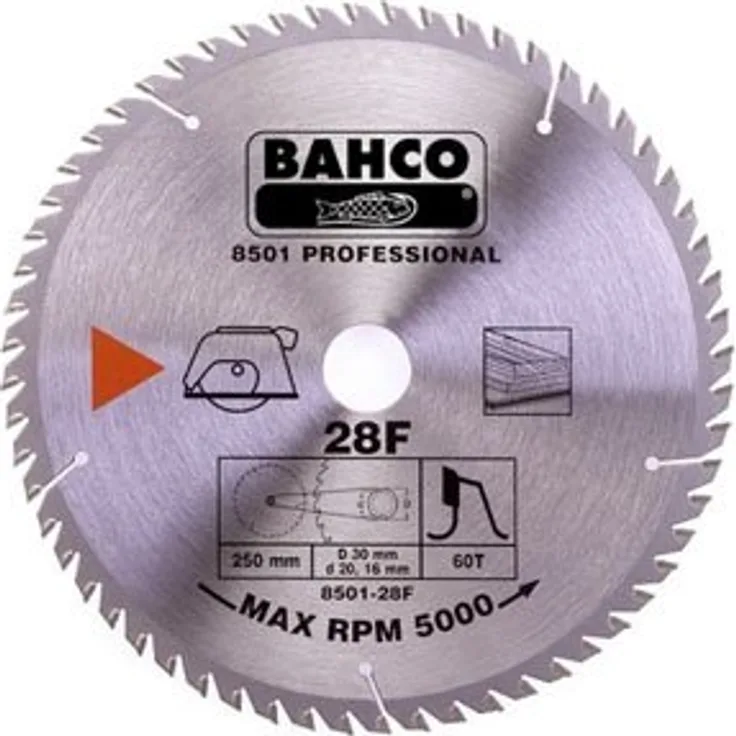 Bahco 8501-28XF BH8501-28XF Kreissägeblatt 250mm mit 60 Zähnen Spezial für Laminat-hartes Holz