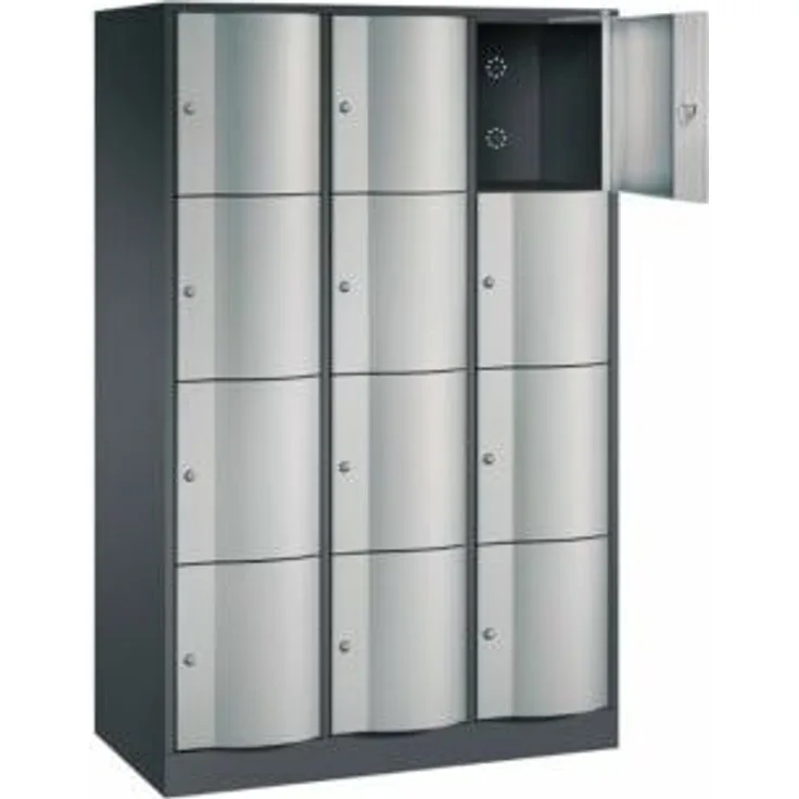 CP Schließfachschrank - HxBxT 1950 x 1150 x 540 mm, 12 Fächer - schwarzgrau RAL