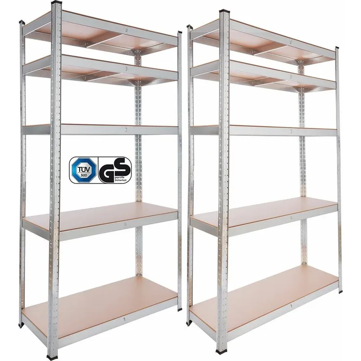 2x Schwerlastregal 180x90x40cm 875kg zertifiziert - verzinkt - Arebos