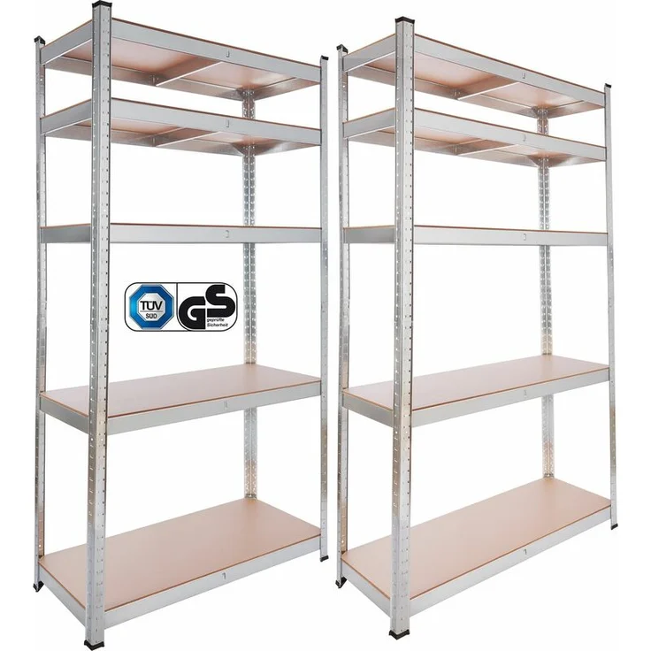 2x Schwerlastregal 180x90x40cm 875kg zertifiziert - verzinkt - Arebos – Bild 1