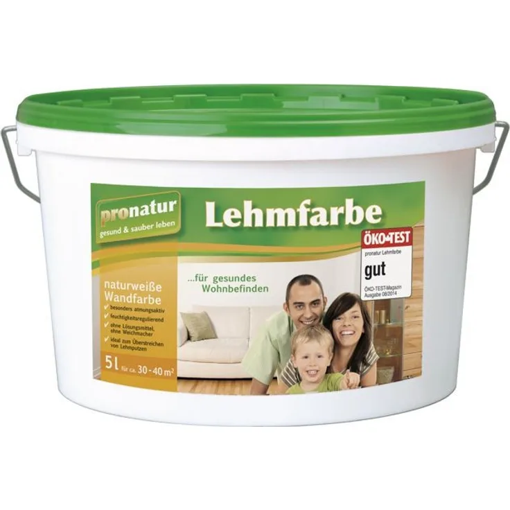 Pronatur Lehmfarbe Naturweiß 5 l, Wandfarbe