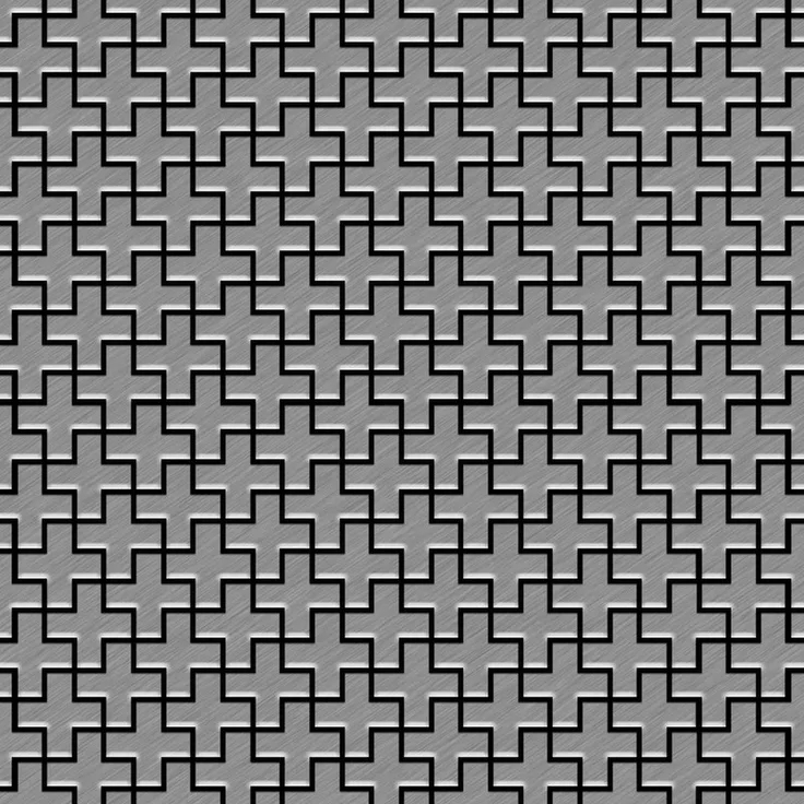 Mosaik Fliese massiv Metall Edelstahl gebürstet in grau 1,6mm stark ALLOY Swiss Cross-S-S-B 0,88 m2