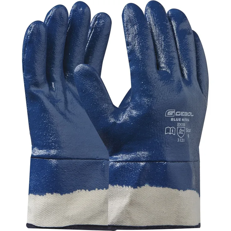 Arbeitshandschuh BLUE NITRIL | Größe 10 (XL) | Baumwolle mit Nitril-Beschichtung | 1 Paar