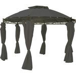 Linder Ersatzdach für Pavillon rund Ø3,5m beige, rot, grau oder taupe wasserdicht Dach steingrau Textil