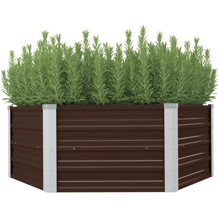 vidaXL Hochbeet Braun 129 x 129 x 46 cm Verzinkter Stahl – Bild 1