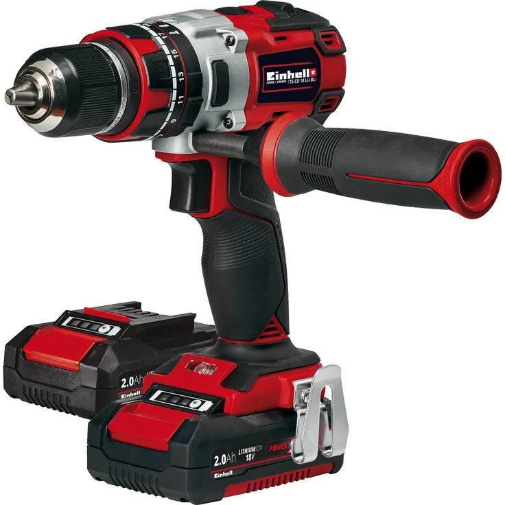 Einhell Akkuschrauber TE-CD 18 Li-i Brushless Power X-Change PXC (mit Schlagfunktion,Li-Ion,18 V,2 Gang,60 Nm,LED Licht,Koffer,inkl. 2 x 2,0 Ah Akku und Ladegerät)