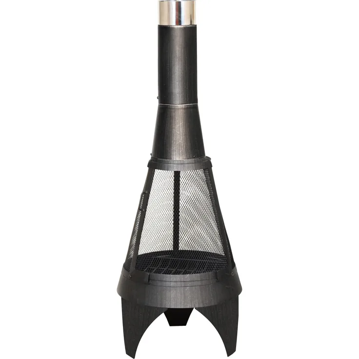 Buschbeck Feuerstelle, Gartenkamin Mesh Colorado, silber-schwarz, 45 x 45 x 125 cm, 90133.000