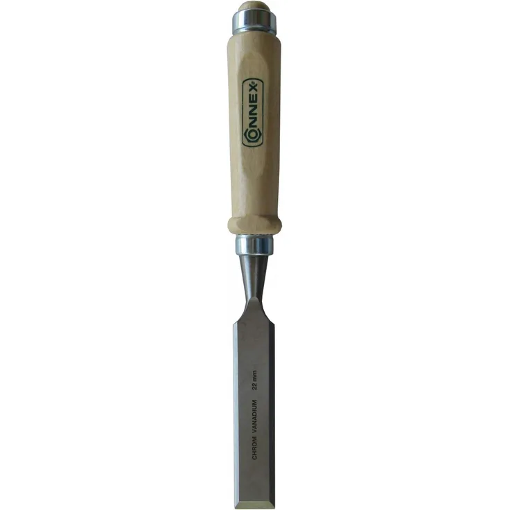 Connex COX861022 Stechbeitel mit Ulmer Heft aus Weißbuche und Chrom-Vanadium-Klinge mit Seitenfase, Breite 22 mm