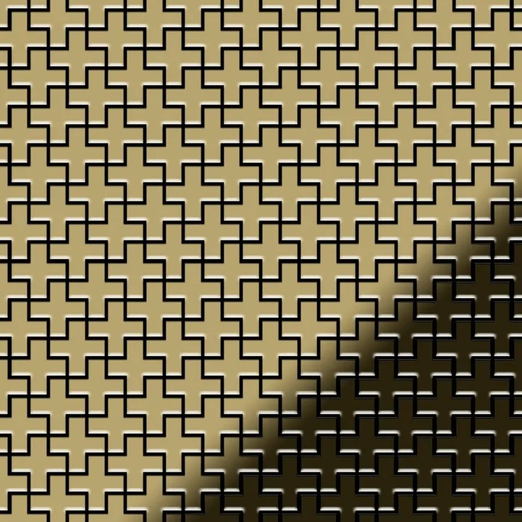 Mosaik Fliese massiv Metall Titan hochglänzend in gold 1,6mm stark ALLOY Swiss Cross-Ti-GM 0,88 m2