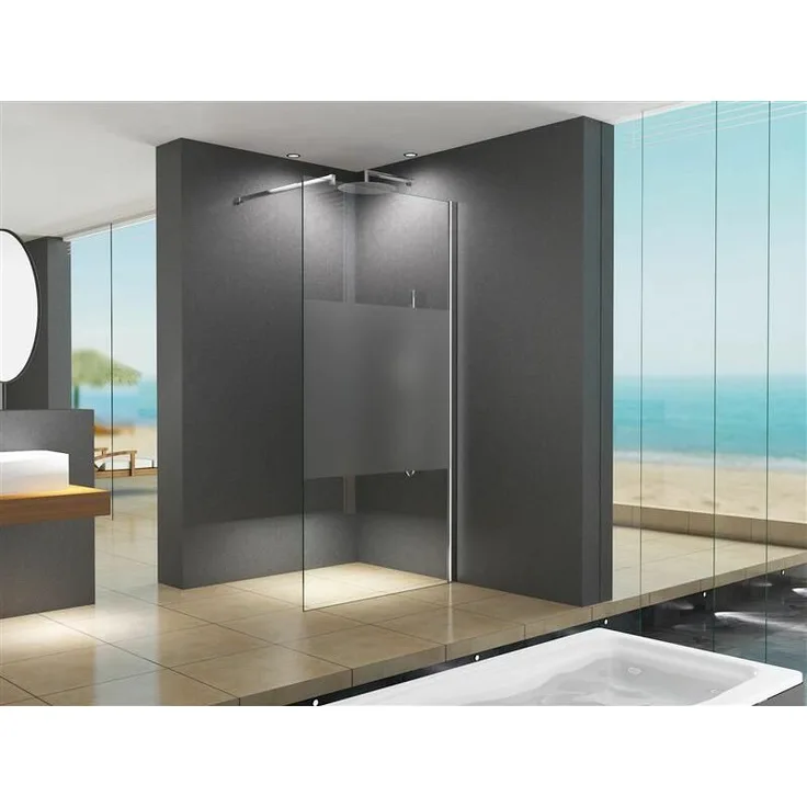 Lily-MFR 100x200cm Walk in Duschabtrennung ESG 10mm Satiniert-Mitte Duschwand - Buylando.shop
