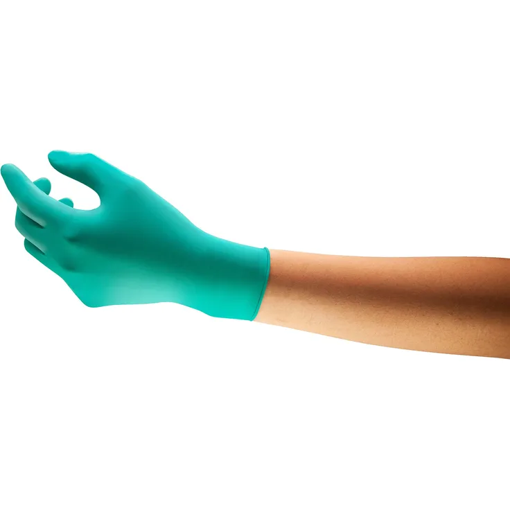 Ansell TouchNTuff 92-600 Nitril Handschuhe, Lebensmittelindustrie, Grün, Größe 10 (100 Handschuhe pro Spender)