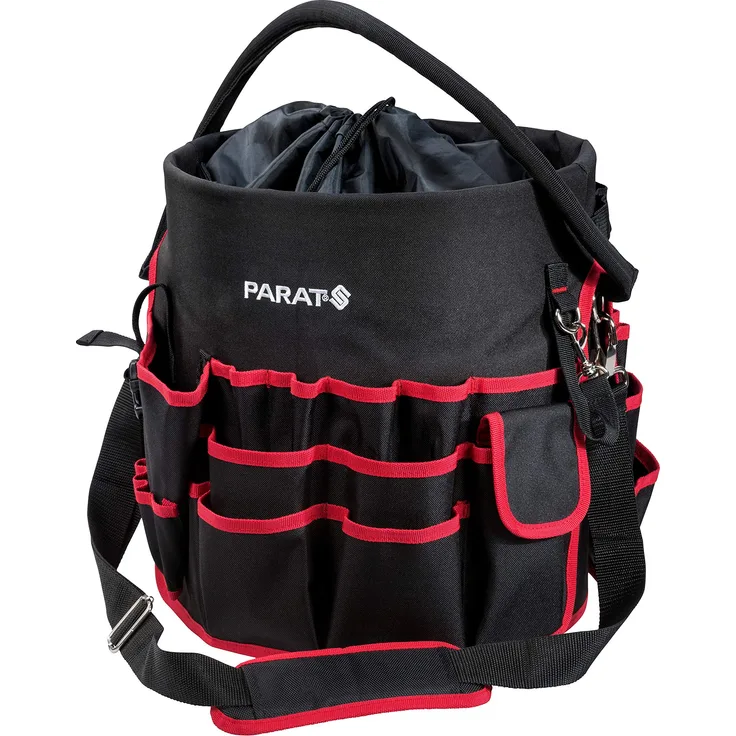 PARAT Werkzeugtasche Basic Tool Bucket (für ca. 50 Werkzeuge, Steckfächer innen+außen, mit Schultergurt) 5990831991, schwarz