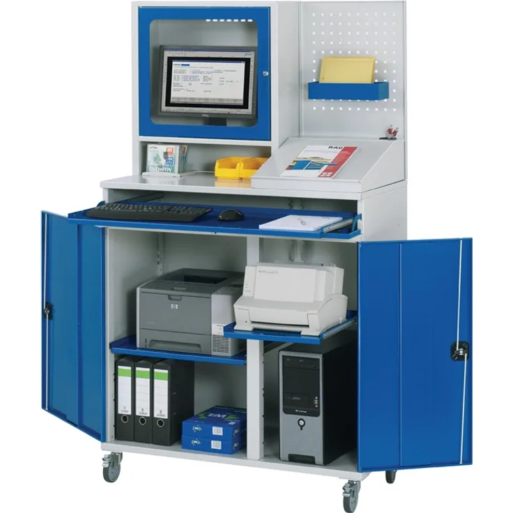 Rau Computer-Schrank, Metall, Lichtgrau-Enzianblau, 80 X 80 X 80 Cm - 4040376919243