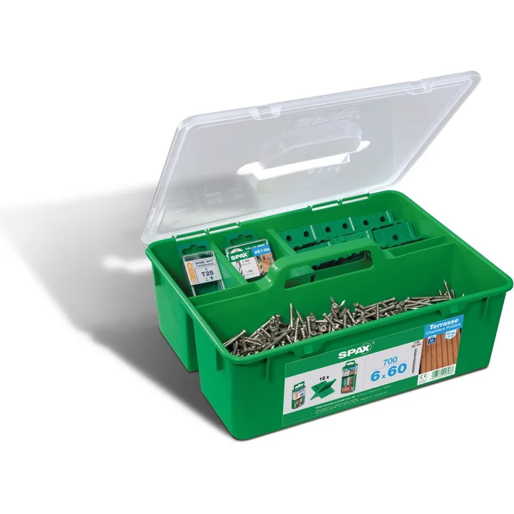 SPAX GREEN Box Terrasse, Profiset für Terrasse mit Zylinderkopf, Edelstahl, v... 5 x 50 mm 850 Stück - SPAX