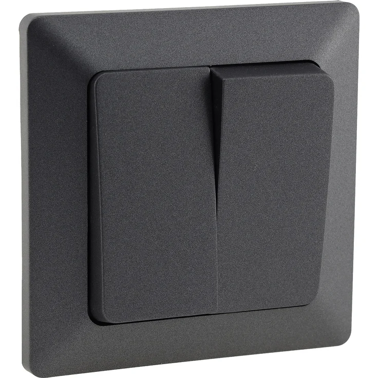 MILOS Serien-Schalter 2-fach, Anthrazit 250V~/ 10A, inkl. Rahmen, UP