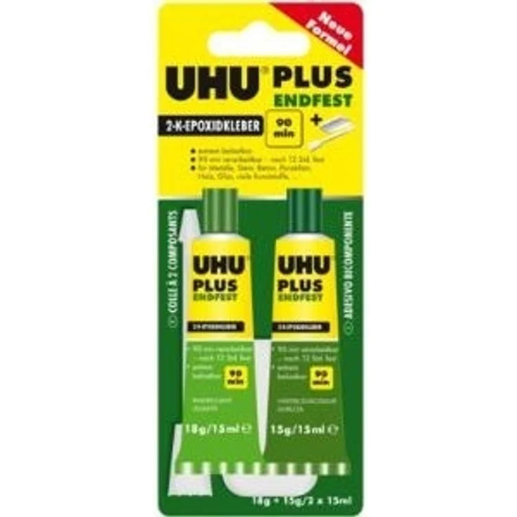 UHU 2-Komponentenkleber Plus Endfest, Glasklarer und höchst belastbarer 2K-Klebstoff, 33 g - Preisvergleich – Bild 1