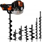 vidaXL Erdbohrer-Set Stahl 1 Bohrmaschine, 7 Erdbohrer, 1 Mischverhältnis-Flasche und Reparaturwerkzeugsatz