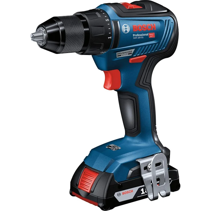 Bosch Professional Akkuschrauber GSR 18V-55 (2x 2,0 Ah Akku, 18 Volt System, max. Drehmoment: 55 Nm, in L-Case) – Bild 1