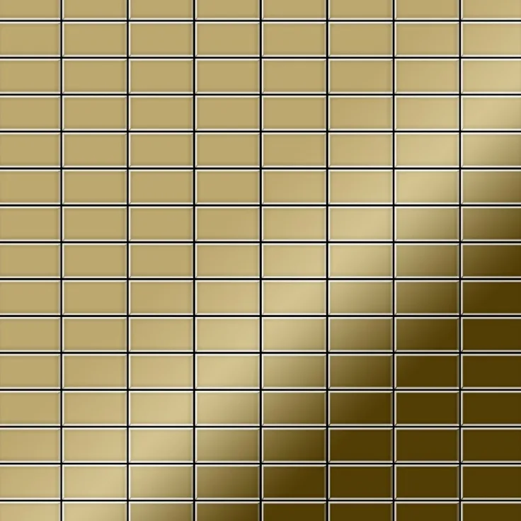 Mosaik Fliese massiv Metall Titan hochglänzend in gold 1,6mm stark ALLOY Bauhaus-Ti-GM 1,05 m2