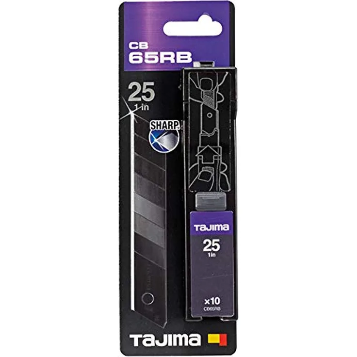 Tajima TAJ-CB65RB DORA Cutterklinge RAZAR BLACK 25mm, 10 Stück verpackt in Klingenspender, CB65RB