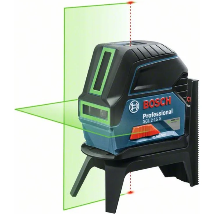 Bosch Professional Kreuzlinienlaser GCL 2-15 G (grüner Laser, Innenbereich, mit Lotpunkten, Arbeitsbereich: 15 m, 3x 1,5 V Batterien, Drehhalterung RM 1, Laserzieltafel, Handwerkerkoffer) – Bild 2