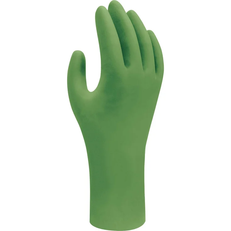 SHOWA 6110PF, Nitril - Beschichtung, Einweghandschuh, Grün, 7/S – Bild 1