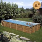 PCS-ERG - Pool Komplettset aus Echtholz Mint Rechteck 1013 x 418 x 146 cm