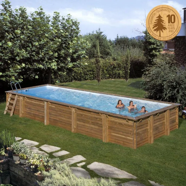 PCS-ERG - Pool Komplettset aus Echtholz Mint Rechteck 1013 x 418 x 146 cm