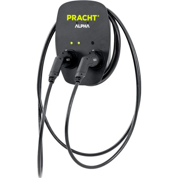 Pracht Wallbox Alpha XT, 2x 11 kW, mit 2 Ladekabeln, 3-phasen, Typ 2, schwarz (NRG1002)