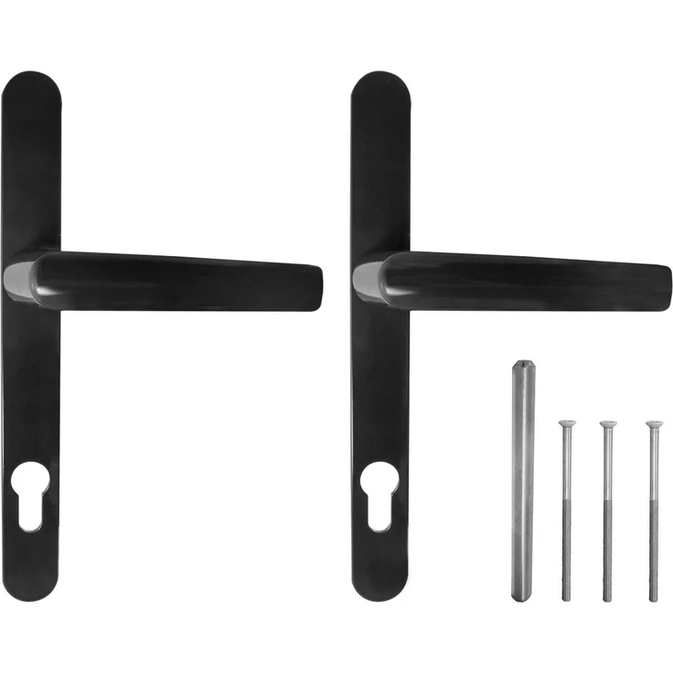 kj-vertrieb Premium Drückergarnitur DHS 92mm - Schildbreite 32mm Schwarz RAL 9005, Griff-Griff