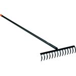 Fiskars Rechen mit 14 Zinken, Breite: 36 cm, Gehärtete Karbonstahlzinken-Aluminiumstiel, Schwarz-Orange, Solid, 1016036
