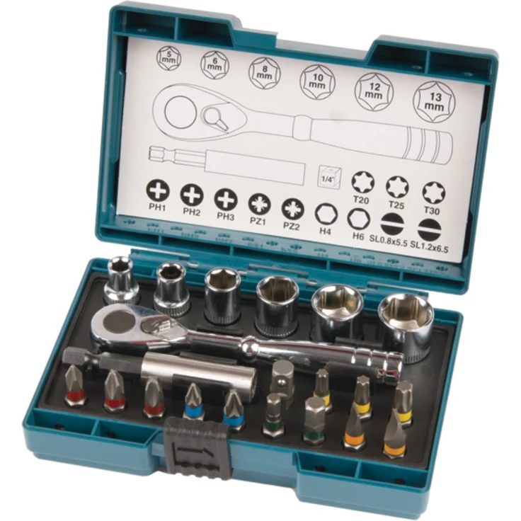 Makita B-54081 Bit-Set 21-tlg inkl. Ratsche, in Kunststoffbox – Bild 2