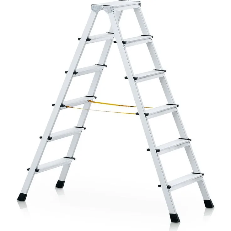 Zarges Z600 genietete Stufen-Stehleiter, Eloxiert, beidseitig begehbar, 2 x 3 Stufen, Leiterlänge 0,71 m
