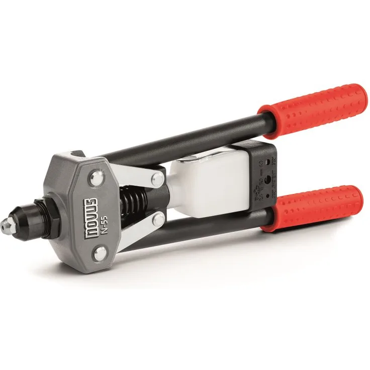 Novus 058985 Blindnietzange N-55 Easy, aus Aluminium und Stahl, 1-Hand-Bedienung, Nietzangenset für Aluminiumnieten, Stahlnieten, Kupfernieten