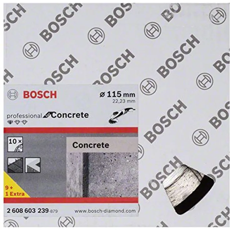 Bosch Professional 10 Stück Diamanttrennscheibe (für Beton, Ø: 115 mm, BohrungØ: 22,23 mm, Zubehör für Winkelschleifer)
