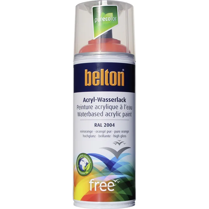 Belton Free Lackspray 400 ml, Acryl Wasserlack, reinorange, hochglanz