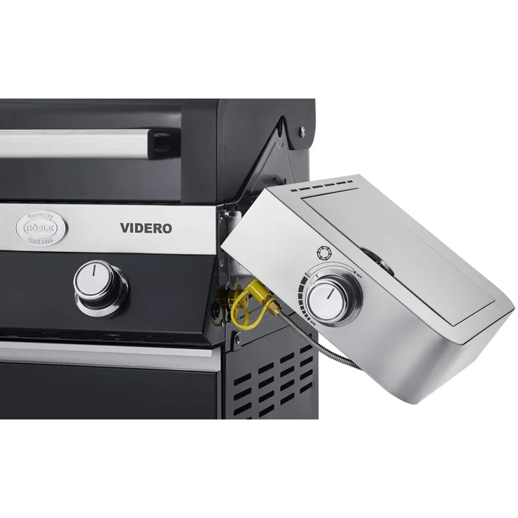 RÖSLE Gasgrill BBQ-Station VIDERO G4-S Vario+ Nero Schwarz, Grill mit 4 Edelstahlbrennern, extra Primezone und Seitenbrenner, klappbare Seitentische, VARIO+, pulverbeschichteter Stahl, Version 2021 – Bild 5