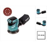 Makita DBO 180 Z Akku Exzenterschleifer 18V 125mm Solo + Schleifpapier Klett ( K80, K180, K240, K120 )125mm 200Stk. - ohne Akku, ohne Ladegerät