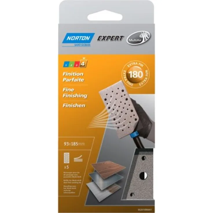 Mehrere-Air Norton Schleifpapier 93 x 185 mm Körnung 180 5 Stück