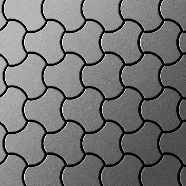 Mosaik Fliese massiv Metall Edelstahl gebürstet in grau 1,6mm stark ALLOY Ubiquity-S-S-B Designed by Karim Rashid 0,75 m2