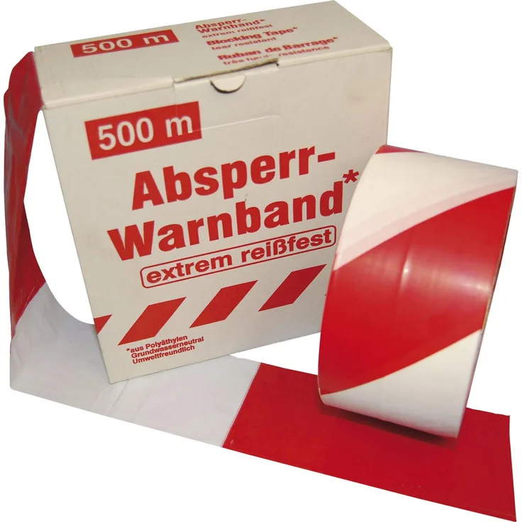 Foltec 975AB Absperrband rot-weiß hochreißfest 80mm