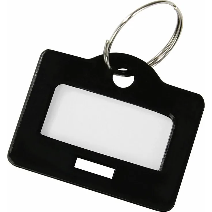 HMF 1800-02 Schlüsselanhänger inkl. Schlüsselring und Beschriftungsstreifen, 2,9 x 2,5 x 0,26 cm, schwarz