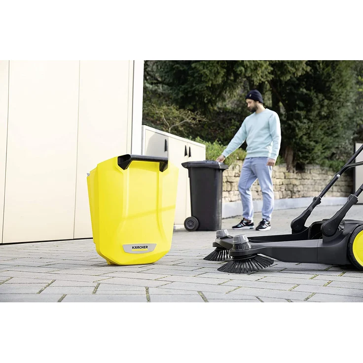 Kärcher Kehrmaschine S 6 Twin 1.766-460.0 Max. Flächenleistung 2500 m²-h, Seitenbesen, Kehrbehälter 38 l, Arbeitsbreite 860 mm, ergonomisch Schubbügel, selbststehender Kehrbehälter – Bild 3