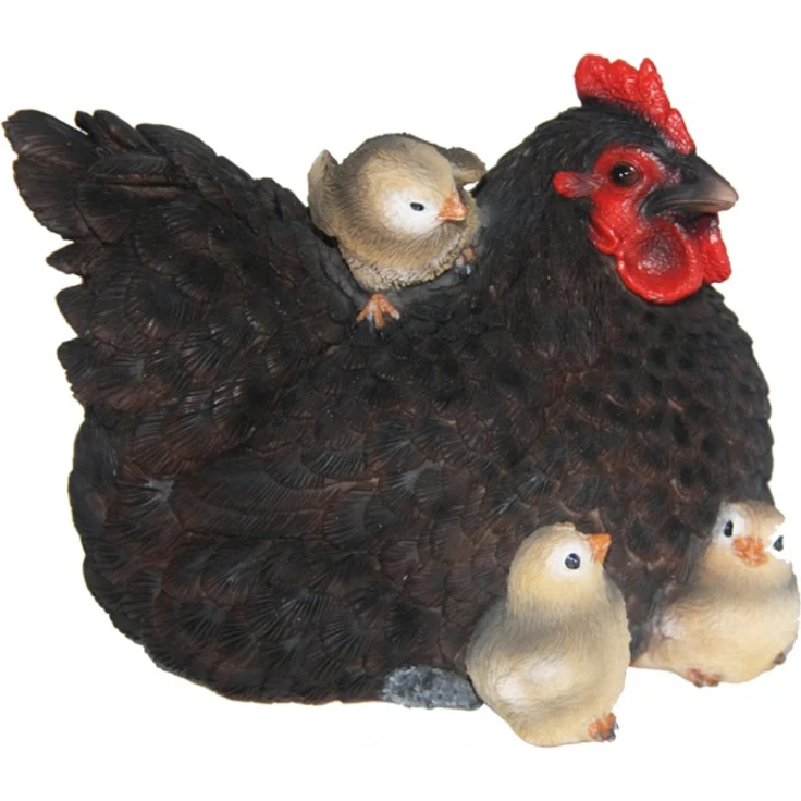 huhn mit Küken 15,2 x 12,3 cm Polyresin schwarz