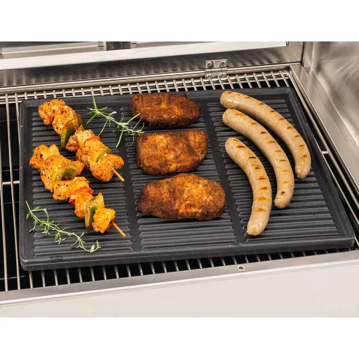 Grillplatte, 45,5 x 35 cm, beidseitig nutzbare Grillplatte für Gasgrill, Kohlegrill und Elektrogrill – Bild 4