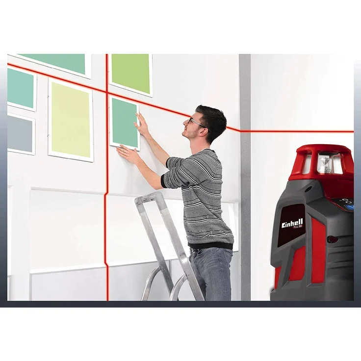 Einhell 360° Laser TE-LL 360 (Arbeitsbereich 20 m, Nivellierbereich 4 °, Sofgrip, Inkl. höhenverstellbarer Wandhalterung, Inkl. praktischer Aufbewahrungstasche) – Bild 5